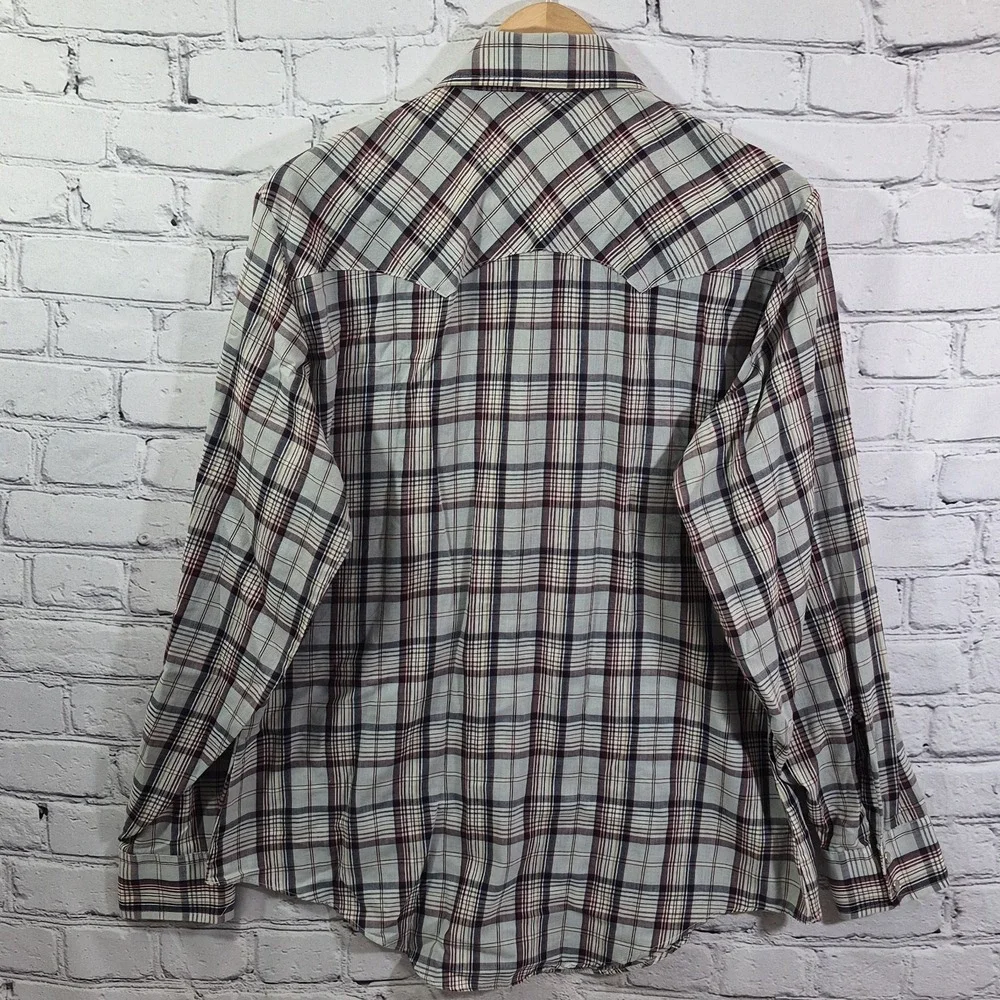Vintage Levis Western Rodeo Shirt Mens L Pearl Snap Plaid